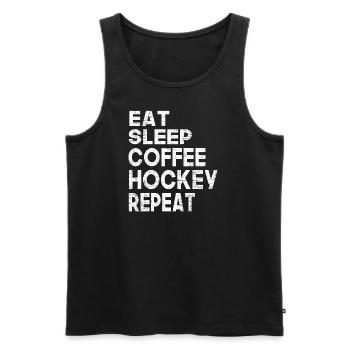 Eat Sleep coffee Hockey Repeat Funny Men boys - Men's Premium Organic Tank Top - black - Front - Michal (187cm)