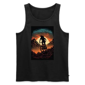 Athlètes extrêmes descente au coucher du soleil - Débardeur bio Premium Homme - noir - Devant - AI Model Male 178 light (178cm)