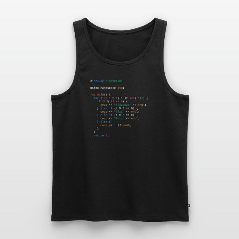 FizzBuzz Algorithmus c Programmiersprache Männer Premium Bio Tank Top