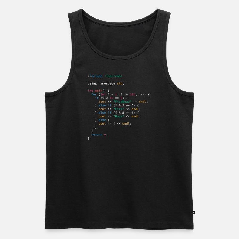FizzBuzz Algorithmus c Programmiersprache - Männer Premium Bio Tank Top - Schwarz
