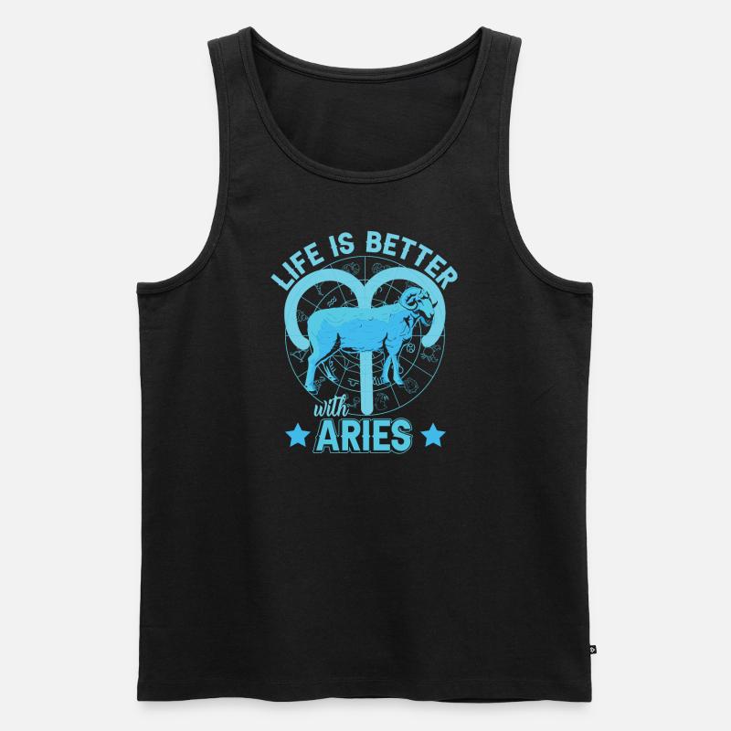 Widder Sternzeichen - Männer Premium Bio Tank Top - Schwarz
