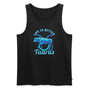 Stier Sternzeichen - Männer Premium Bio Tank Top - Schwarz - Vorne - AI Model Male 178 light (178cm)