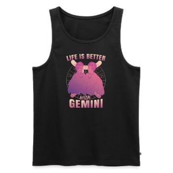 Zwillinge Sternzeichen - Männer Premium Bio Tank Top - Schwarz - Vorne - AI Model Male 178 light (178cm)