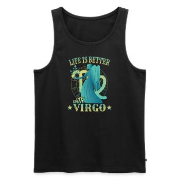 Jungfrau Sternzeichen - Männer Premium Bio Tank Top - Schwarz - Vorne - AI Model Male 178 light (178cm)