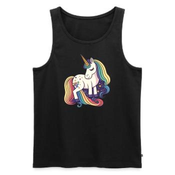 Magic Rainbow Unicorn for Back to School - Men's Premium Organic Tank Top - black - Front - AI Model Male 178 light (178cm)