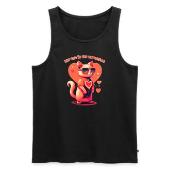 Valentinstag My Cat is My Valentine - Männer Premium Bio Tank Top - Schwarz - Vorne - Michal (187cm)