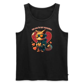 Meine Katze ist mein Valentinstag - Männer Premium Bio Tank Top - Schwarz - Vorne - Michal (187cm)