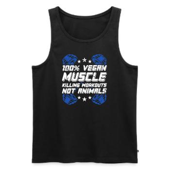 100% Vegan Muscle Killing workouts not animals - Männer Premium Bio Tank Top - Schwarz - Vorne - Michal (187cm)