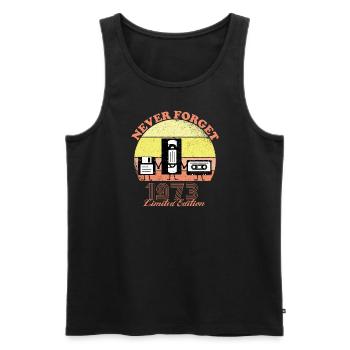 Never forget the birthday of 1973 - Men's Premium Organic Tank Top - black - Front - AI Model Male 178 light (178cm)
