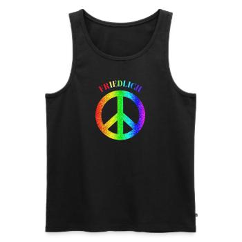 Friedlich/ Peace Logo - Männer Premium Bio Tank Top - Schwarz - Vorne - Michal (187cm)