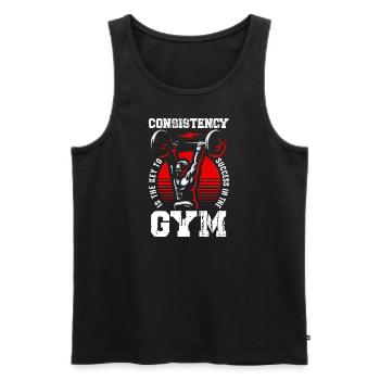 Gym - Men's Premium Organic Tank Top - black - Front - Michal (187cm)