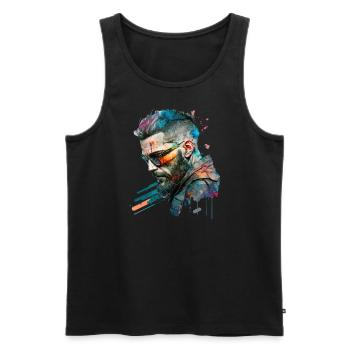 Cyber dystopic No102 - Männer Premium Bio Tank Top - Schwarz - Vorne - Michal (187cm)