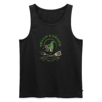 Lustiges Grille am Bratort Barbecue - Männer Premium Bio Tank Top - Schwarz - Vorne - AI Model Male 178 light (178cm)