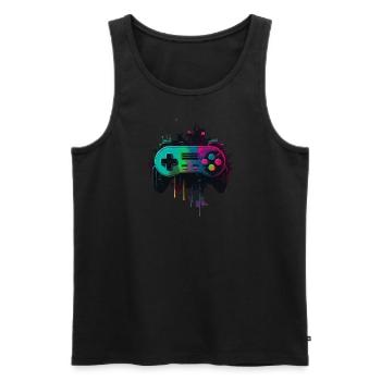 Retro Console - Men's Premium Organic Tank Top - black - Front - AI Model Male 178 light (178cm)