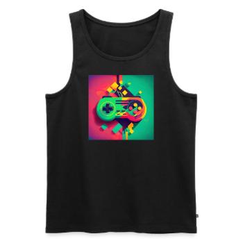 Retro Console - Men's Premium Organic Tank Top - black - Front - AI Model Male 178 light (178cm)