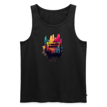 Retro Mixtape - Männer Premium Bio Tank Top - Schwarz - Vorne - AI Model Male 178 light (178cm)