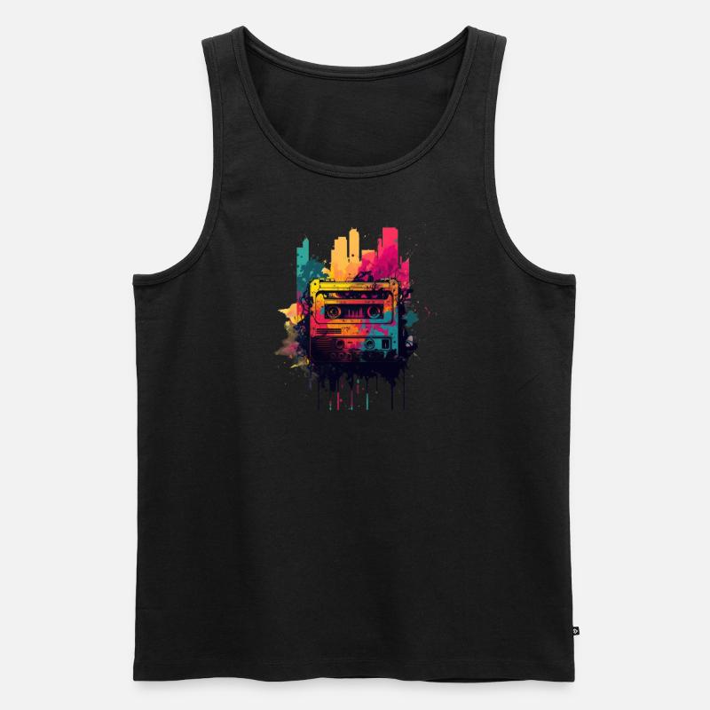 Retro Mixtape - Männer Premium Bio Tank Top - Schwarz