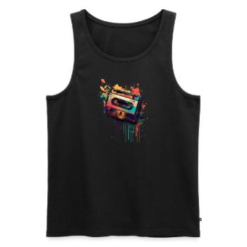 Retro Mixtape - Männer Premium Bio Tank Top - Schwarz - Vorne - AI Model Male 178 light (178cm)