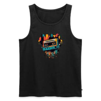 Retro Mixtape - Männer Premium Bio Tank Top - Schwarz - Vorne - AI Model Male 178 light (178cm)