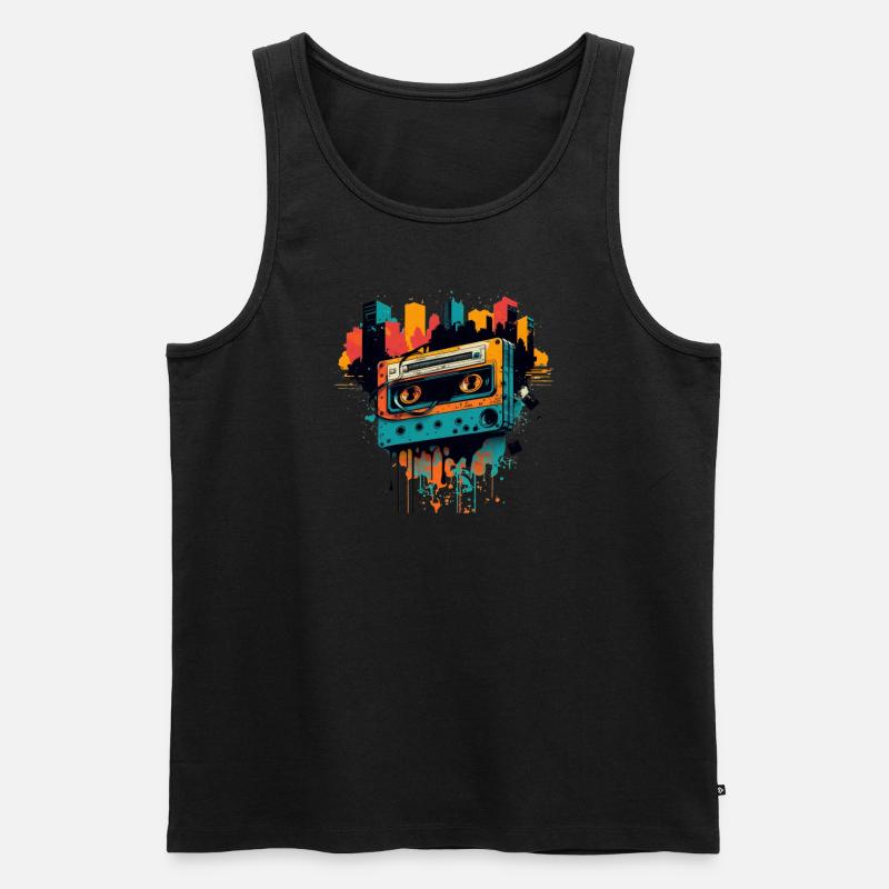 Retro Mixtape - Männer Premium Bio Tank Top - Schwarz