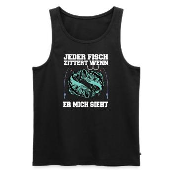 LUSTIGES ANGLER DESIGN I ANGELN I FISCHER I FISCH - Männer Premium Bio Tank Top - Schwarz - Vorne - Michal (187cm)