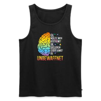 Lustiger Intelligenz Spruch - Männer Premium Bio Tank Top - Schwarz - Vorne - AI Model Male 178 light (178cm)