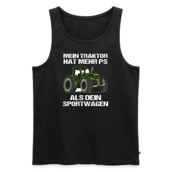 LANDWIRT LANDWIRTSCHAFT TRAKTOR DESIGN BAUER - Männer Premium Bio Tank Top - Schwarz - Vorne - Michal (187cm)
