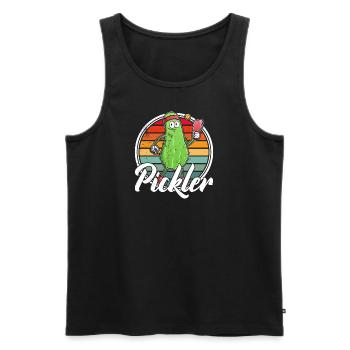 Pickelball Pickle Gurke Schläger Geschenk - Männer Premium Bio Tank Top - Schwarz - Vorne - Michal (187cm)