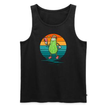 Pickle Gurke Pickelball Lustig Schläger - Männer Premium Bio Tank Top - Schwarz - Vorne - Michal (187cm)