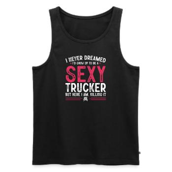 Drôle de chauffeur de camion Trucker Femmes amant de camionnage - Débardeur bio Premium Homme - noir - Devant - Michal (187cm)