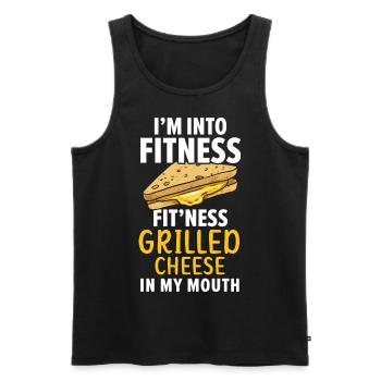 In Fitness Fit'ness Grilled cheese in my mouth - Men's Premium Organic Tank Top - black - Front - AI Model Male 178 light (178cm)
