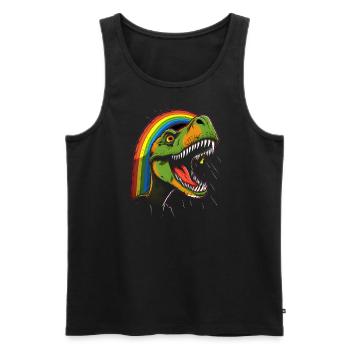 Regenbogen Tyrannosaurus - Männer Premium Bio Tank Top - Schwarz - Vorne - Michal (187cm)