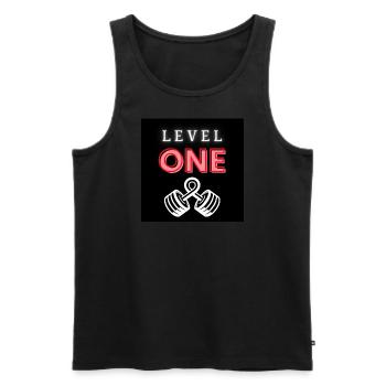 Level One - Männer Premium Bio Tank Top - Schwarz - Vorne - AI Model Male 178 light (178cm)