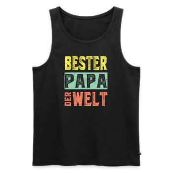 Vatertag Papa - Bester Papa Der Welt - Männer Premium Bio Tank Top - Schwarz - Vorne - Michal (187cm)