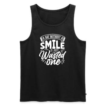 A day without a smile is just no one - Männer Premium Bio Tank Top - Schwarz - Vorne - Michal (187cm)