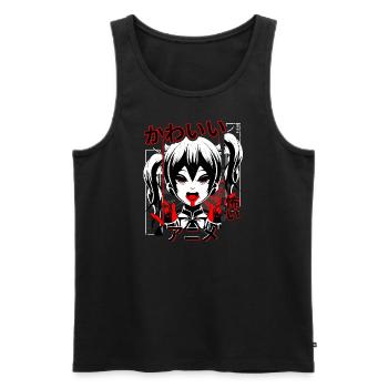 Japanese Scary Dark Kawaii Anime Horror Manga Girl - Men's Premium Organic Tank Top - black - Front - Michal (187cm)