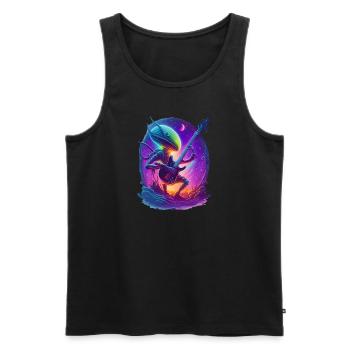 Alien jouant de la guitare - Débardeur bio Premium Homme - noir - Devant - Michal (187cm)
