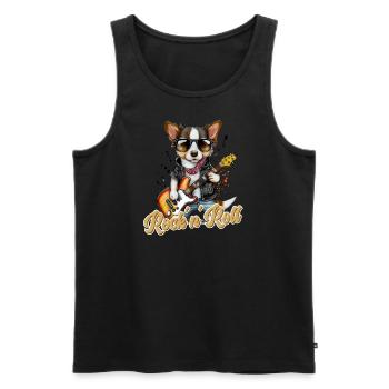 Funny Dog avec guitare électrique rock 'n' roll - Débardeur bio Premium Homme - noir - Devant - Michal (187cm)