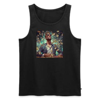 rich - Männer Premium Bio Tank Top - Schwarz - Vorne - AI Model Male 178 light (178cm)