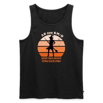 Hexe mit Besen Retro - Männer Premium Bio Tank Top - Schwarz - Vorne - Michal (187cm)