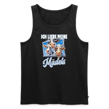 Design für Bauer und Bäuerin mit Kühen - Männer Premium Bio Tank Top - Schwarz - Vorne - Michal (187cm)