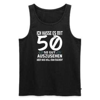 ich hasse es mit 50 weiß - Männer Premium Bio Tank Top - Schwarz - Vorne - AI Model Male 178 light (178cm)