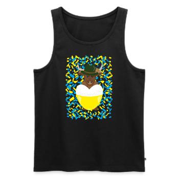 Trachtenmotiv mit Herz und lustigen Yak. - Männer Premium Bio Tank Top - Schwarz - Vorne - Michal (187cm)
