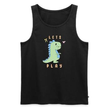 Dino Give lets play - cute cartoon Dinosaur - Männer Premium Bio Tank Top - Schwarz - Vorne - Michal (187cm)