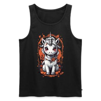 Geisterhaftes Vampir Einhorn - Halloween Design - Männer Premium Bio Tank Top - Schwarz - Vorne - Michal (187cm)