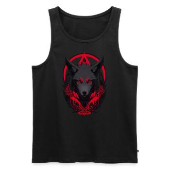 Red and Black Wolf Head with Fiery Eyes - Men's Premium Organic Tank Top - black - Front - AI Model Male 178 light (178cm)