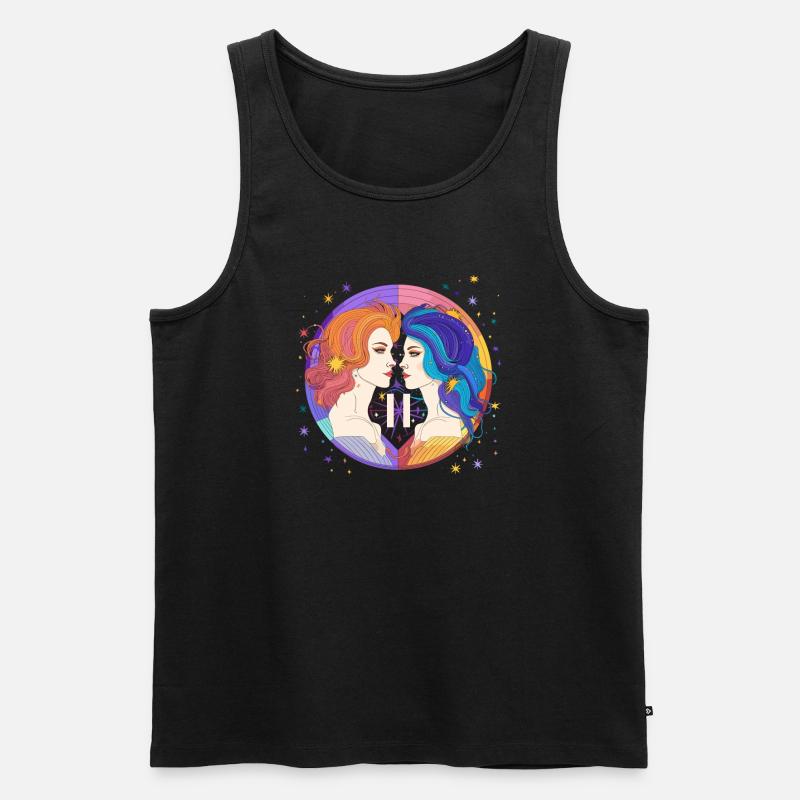 Tierkreiszeichen - Zwei Menschen - Zwillinge - Männer Premium Bio Tank Top - Schwarz