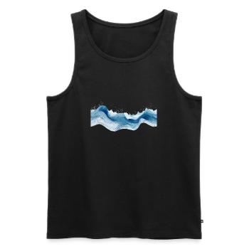 Wellenmotiv im Linienstil - Symphonie in Blautönen - Männer Premium Bio Tank Top - Schwarz - Vorne - AI Model Male 178 light (178cm)