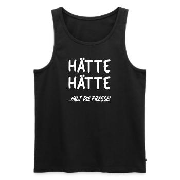 Hätte Hätte....halt die Fresse! - Männer Premium Bio Tank Top - Schwarz - Vorne - Michal (187cm)
