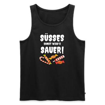 Süßes sonst wird’s sauer - Männer Premium Bio Tank Top - Schwarz - Vorne - Michal (187cm)